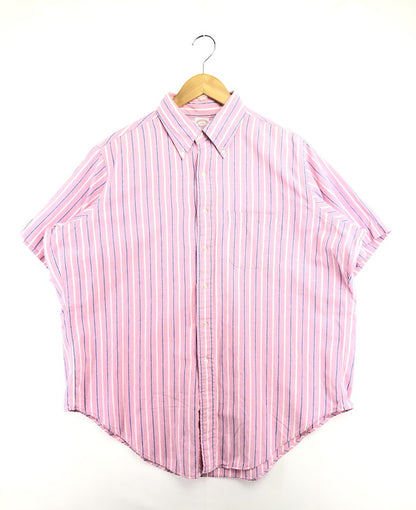 【中古品】【メンズ】 BROOKS BROTHERS USA製 MAKERS SS BD STRIPE SHIRT "PINK" メイカーズ ボタンダウン ストライプシャツ ”ピンク” 半袖シャツ トップス 146-260514-ki-10-tagh サイズ：17.5 カラー：ピンク 万代Net店