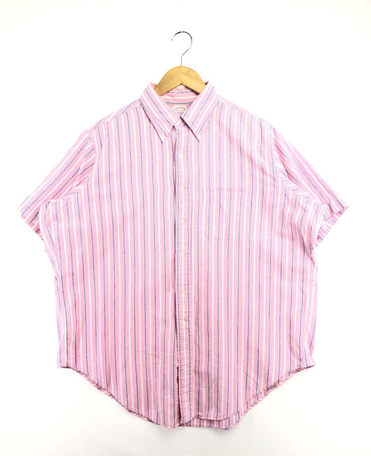 【中古品】【メンズ】 BROOKS BROTHERS USA製 MAKERS SS BD STRIPE SHIRT "PINK" メイカーズ ボタンダウン ストライプシャツ ”ピンク” 半袖シャツ トップス 146-260514-ki-10-tagh サイズ：17.5 カラー：ピンク 万代Net店