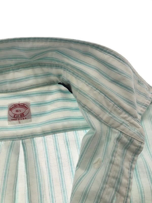 【中古品】【メンズ】 BROOKS BROTHERS ブルックス ブラザーズ S/S BD STRIPE SHIRT USA製 ショートスリーブ ストライプ シャツ 半袖シャツ トップス 146-260510-rt-19-tag サイズ：16.5 カラー：ホワイト 万代Net店