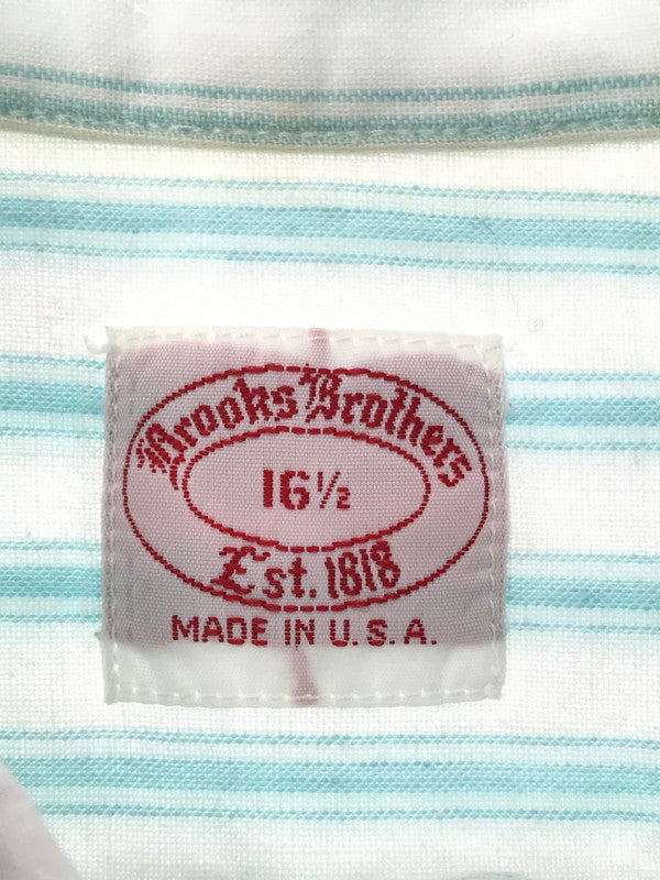 【中古品】【メンズ】 BROOKS BROTHERS ブルックス ブラザーズ S/S BD STRIPE SHIRT USA製 ショートスリーブ ストライプ シャツ 半袖シャツ トップス 146-260510-rt-19-tag サイズ：16.5 カラー：ホワイト 万代Net店