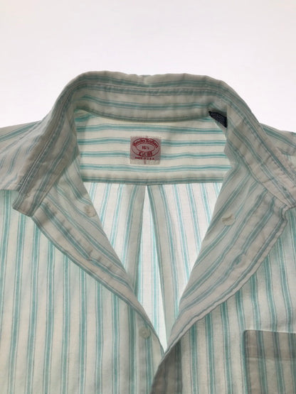 【中古品】【メンズ】 BROOKS BROTHERS ブルックス ブラザーズ S/S BD STRIPE SHIRT USA製 ショートスリーブ ストライプ シャツ 半袖シャツ トップス 146-260510-rt-19-tag サイズ：16.5 カラー：ホワイト 万代Net店