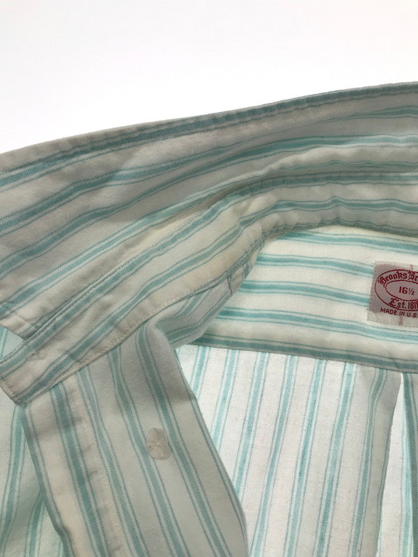 【中古品】【メンズ】 BROOKS BROTHERS ブルックス ブラザーズ S/S BD STRIPE SHIRT USA製 ショートスリーブ ストライプ シャツ 半袖シャツ トップス 146-260510-rt-19-tag サイズ：16.5 カラー：ホワイト 万代Net店