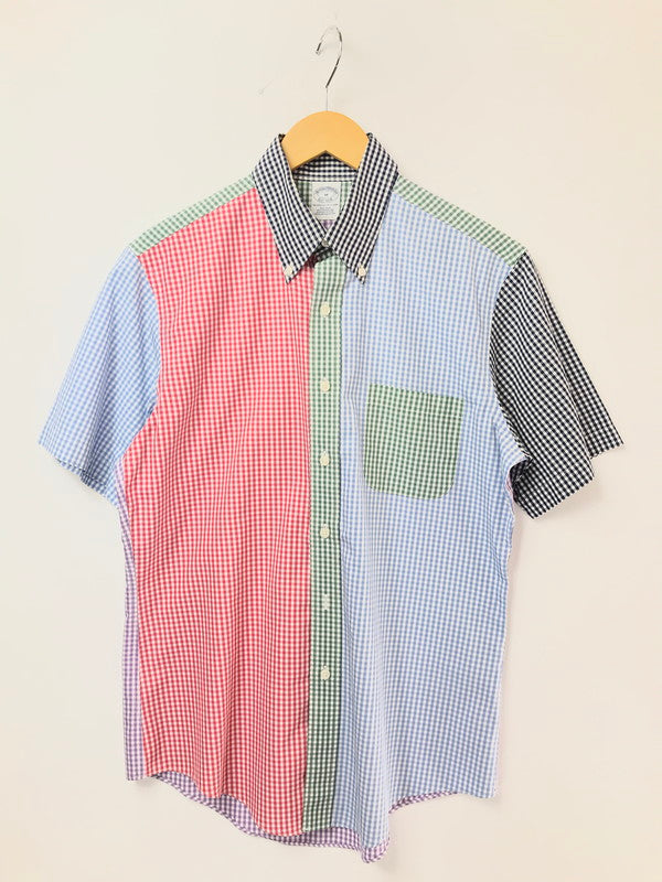 【中古品】【メンズ】 BROOKS BROTHERS ブルックス ブラザーズ S/S BD CHECK SHIRT CRAZY シャツ ボタンダウン チェックシャツ クレイジー 半袖シャツ トップス 146-260511-ty-08-tagh サイズ：M カラー：マルチカラー 万代Net店