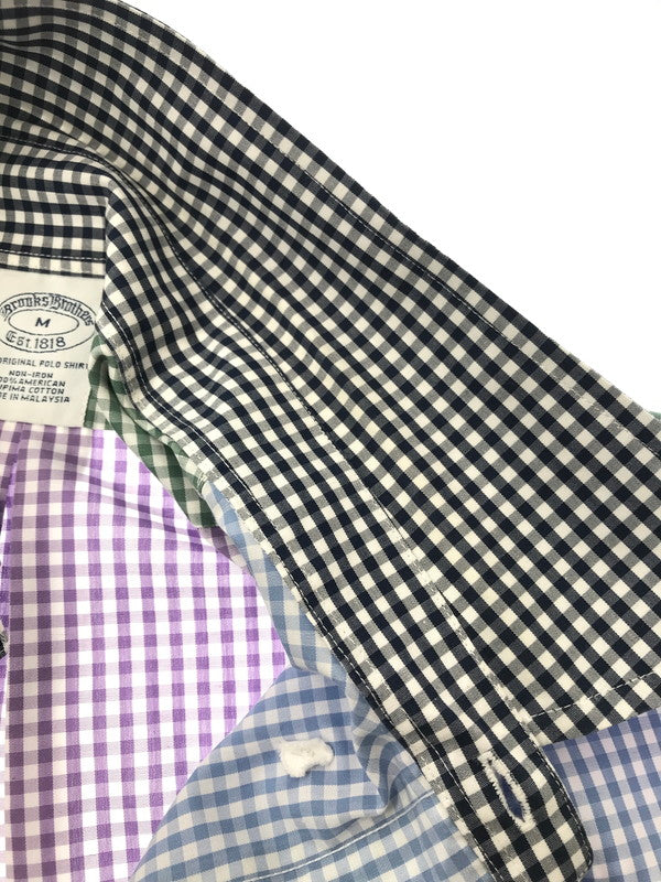 【中古品】【メンズ】 BROOKS BROTHERS ブルックス ブラザーズ S/S BD CHECK SHIRT CRAZY シャツ ボタンダウン チェックシャツ クレイジー 半袖シャツ トップス 146-260511-ty-08-tagh サイズ：M カラー：マルチカラー 万代Net店