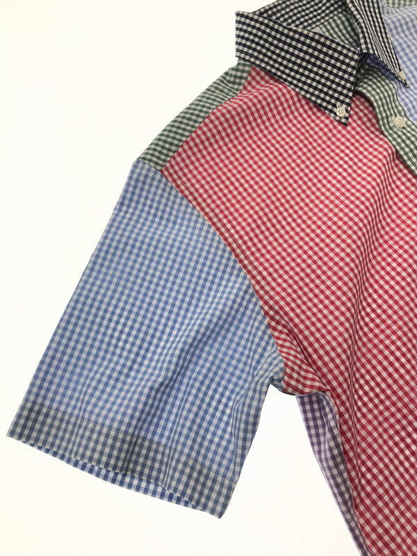 【中古品】【メンズ】 BROOKS BROTHERS ブルックス ブラザーズ S/S BD CHECK SHIRT CRAZY シャツ ボタンダウン チェックシャツ クレイジー 半袖シャツ トップス 146-260511-ty-08-tagh サイズ：M カラー：マルチカラー 万代Net店