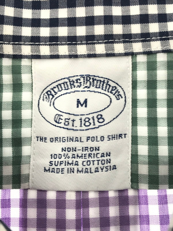 【中古品】【メンズ】 BROOKS BROTHERS ブルックス ブラザーズ S/S BD CHECK SHIRT CRAZY シャツ ボタンダウン チェックシャツ クレイジー 半袖シャツ トップス 146-260511-ty-08-tagh サイズ：M カラー：マルチカラー 万代Net店