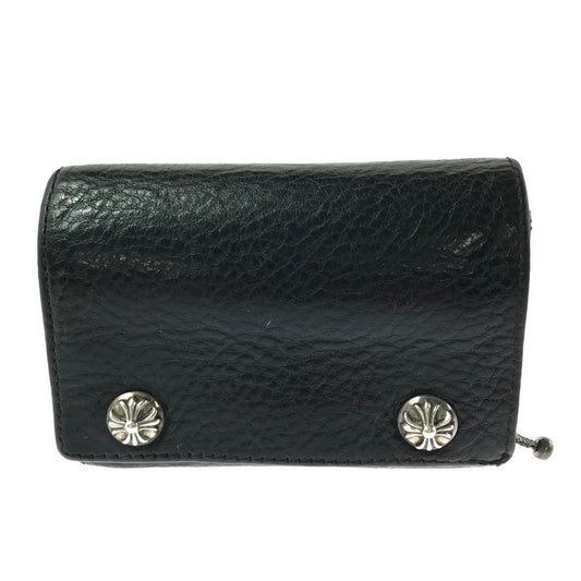 【中古品】【メンズ】 CHROME HEARTS クロムハーツ 3 FOLD CROSS BALL LEATHER WALLET 3フォールド クロスボール レザーウォレット 三つ折り財布 190-260502-na-07-tag カラー：ブラック 万代Net店