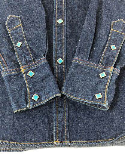 【中古品】【メンズ】 RED MOON レッドムーン TURQUOISE BUTTON DENIM WESTERN SHIRT ターコイズボタン デニムウエスタンシャツ 145-260426-rt-06-tagh サイズ：2 カラー：インディゴ 万代Net店