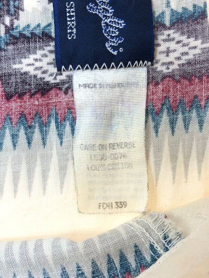 【中古品】【メンズ】 WRANGLER ラングラー 80～90's NATIVE PATTERN WESTERN SHIRT 80～90年代 ネイティブ パターン ウエスタン シャツ 長袖シャツ トップス 146-260516-rt-16-tagh サイズ：M カラー：ホワイト 万代Net店
