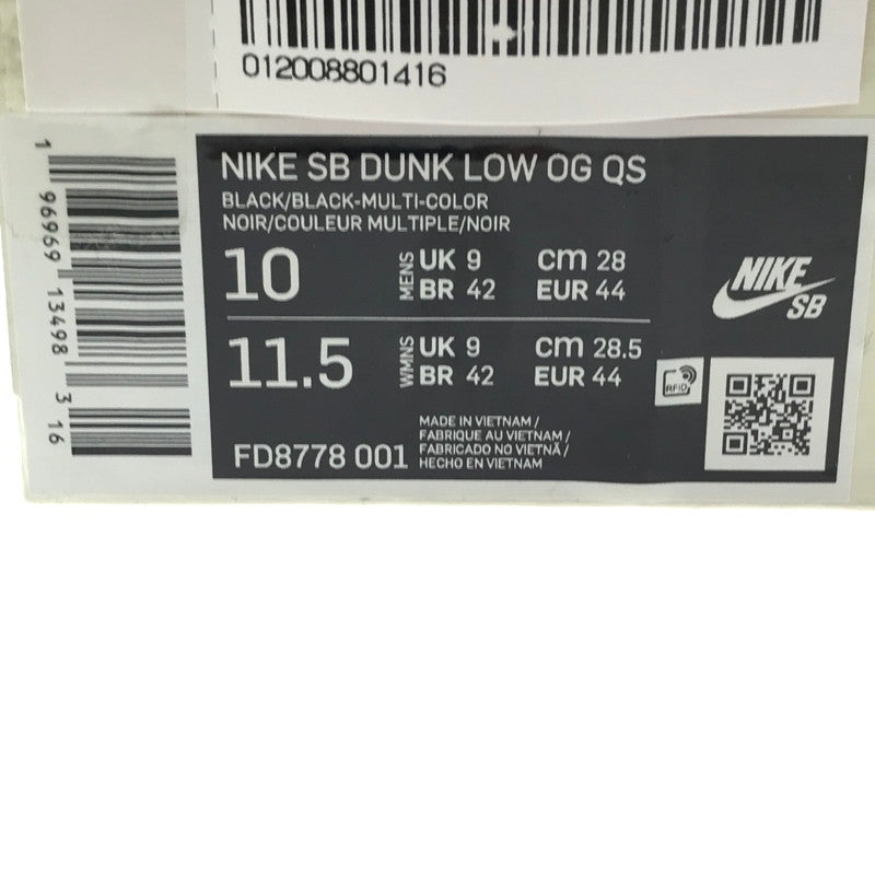 【中古品】【メンズ】 NIKE SB ナイキエスビー × SUPREME シュプリーム DUNK LOW OG QS FD8778-001 ダンク ロー スニーカー 靴 160-260427-na-04-tagh サイズ：28cm US 10 カラー：BLACK/BLACK-MULTI 万代Net店