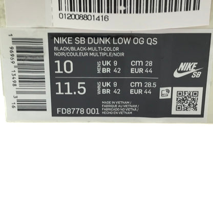 【中古品】【メンズ】 NIKE SB ナイキエスビー × SUPREME シュプリーム DUNK LOW OG QS FD8778-001 ダンク ロー スニーカー 靴 160-260427-na-04-tagh サイズ：28cm US 10 カラー：BLACK/BLACK-MULTI 万代Net店