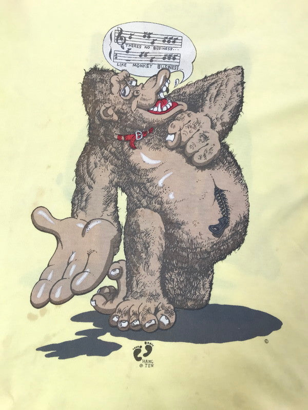 【現状渡し品】【メンズ】 HANG TEN ハン テン 80's GORILLA T-SHIRT 80年代 ゴリラ Ｔシャツ トップス ヴィンテージ 146-260604-rt-26-tagh サイズ：L カラー：イエロー 万代Net店