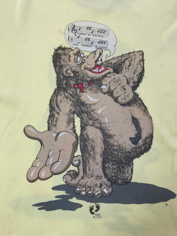 【現状渡し品】【メンズ】 HANG TEN ハン テン 80's GORILLA T-SHIRT 80年代 ゴリラ Ｔシャツ トップス ヴィンテージ 146-260604-rt-26-tagh サイズ：L カラー：イエロー 万代Net店