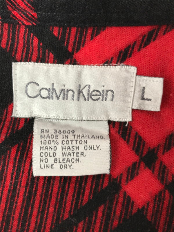 【中古品】【メンズ】 CALVIN KLEIN カルバン クライン 90～00's LS FLANNEL SHIRT ロングスリーブ フランネル シャツ トップス 141-260522-rt-15-tagh サイズ：L カラー：レッド 万代Net店