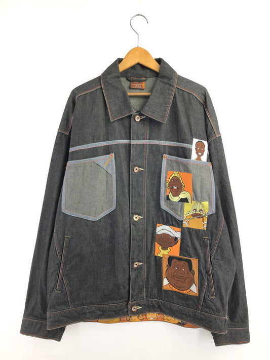 【中古品】【メンズ】 PLATINUM FUBU プラチナム フブ FAT ALBERT DENIM JACKET ファット アルバート デニムジャケット 142-260426-rt-05-tagh サイズ：XL カラー：ブラック 万代Net店