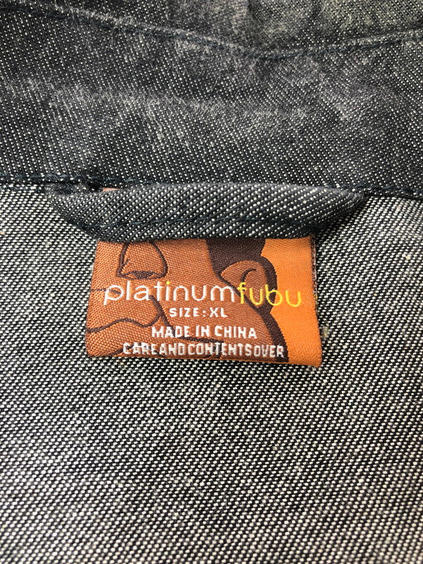 【中古品】【メンズ】 PLATINUM FUBU プラチナム フブ FAT ALBERT DENIM JACKET ファット アルバート デニムジャケット 142-260426-rt-05-tagh サイズ：XL カラー：ブラック 万代Net店