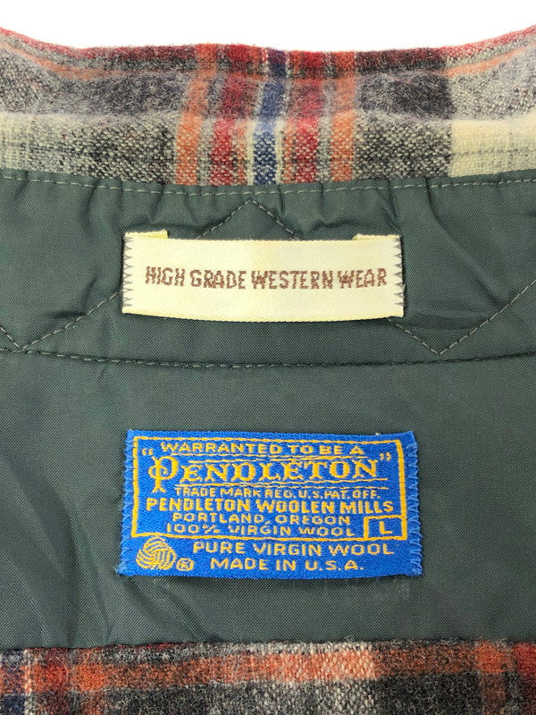 【中古品】【メンズ】 PENDLETON ペンドルトン 70'S WESTERN WOOL CHECK L/S SHIRT 70年代 ウエスタン チェックシャツ 長袖シャツ 146-260425-na-10-tagh サイズ：L カラー：マルチカラー 万代Net店