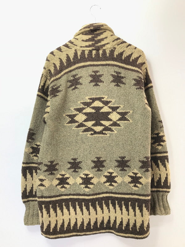 【中古品】【メンズ】 RRL WOOL&SILK ダブルアールエル ウール＆シルク NATIVE PATTERN SHAWL COLLAR HAND KNIT コンチョボタン ネイティブ パターン ショールカーラ ニット 145-260425-rt-12-tagh サイズ：M カラー：ブラウン系 万代Net店