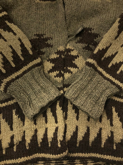 【中古品】【メンズ】 RRL WOOL&SILK ダブルアールエル ウール＆シルク NATIVE PATTERN SHAWL COLLAR HAND KNIT コンチョボタン ネイティブ パターン ショールカーラ ニット 145-260425-rt-12-tagh サイズ：M カラー：ブラウン系 万代Net店