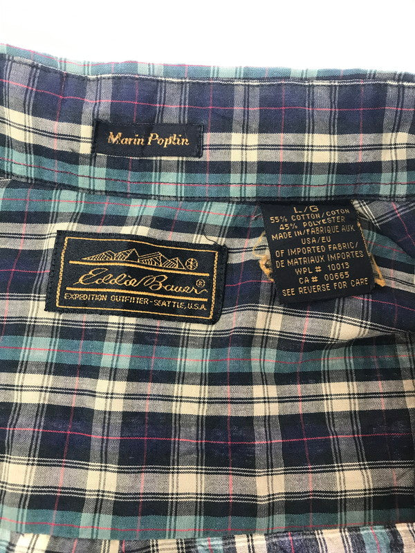【中古品】【メンズ】 EDDIE BAUER エディー・バウアー 80～90's BD LS SHIRT 80～90年代 ボタンダウン 長袖 シャツ トップス ヴィンテージ 黒タグ 146-260607-rt-07-tagh サイズ：L カラー：マルチカラー 万代Net店