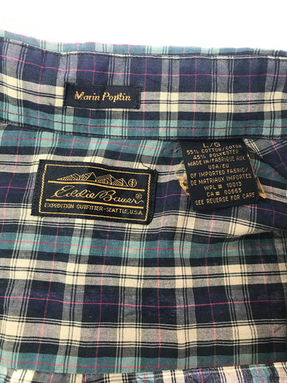 【中古品】【メンズ】 EDDIE BAUER エディー・バウアー 80～90's BD LS SHIRT 80～90年代 ボタンダウン 長袖 シャツ トップス ヴィンテージ 黒タグ 146-260607-rt-07-tagh サイズ：L カラー：マルチカラー 万代Net店