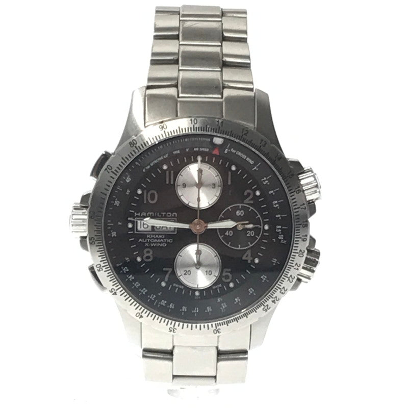 【中古品】【メンズ】 HAMILTON ハミルトン KHAKI AVIATION X-WIND H776160 カーキ アビエーション X-ウィンド クロノグラフ 自動巻き 腕時計 197-260430-yy-14-tag カラー：シルバー 万代Net店