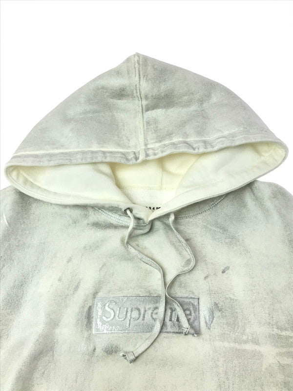 【中古品】【メンズ】 SUPREME シュプリーム ×MM6 メゾンマルジェラ 24SS FOIL BOX LOGO HOODED SWEATSHIRT フォイル ボックス ロゴ フーデッド スウェットシャツ パーカー 149-260427-na-19-tagh サイズ：M カラー：ホワイト 万代Net店