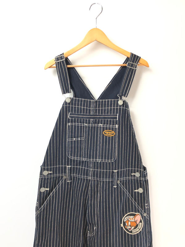 【中古品】【メンズ】 VANSON バンソン × TOM AND JERRY トムとジェリー コラボ WABASH STRIPE OVERALLS ウォバッシュストライプ オーバーオール デニム 156-260428-yy-20-tag サイズ：L カラー：ネイビー 万代Net店