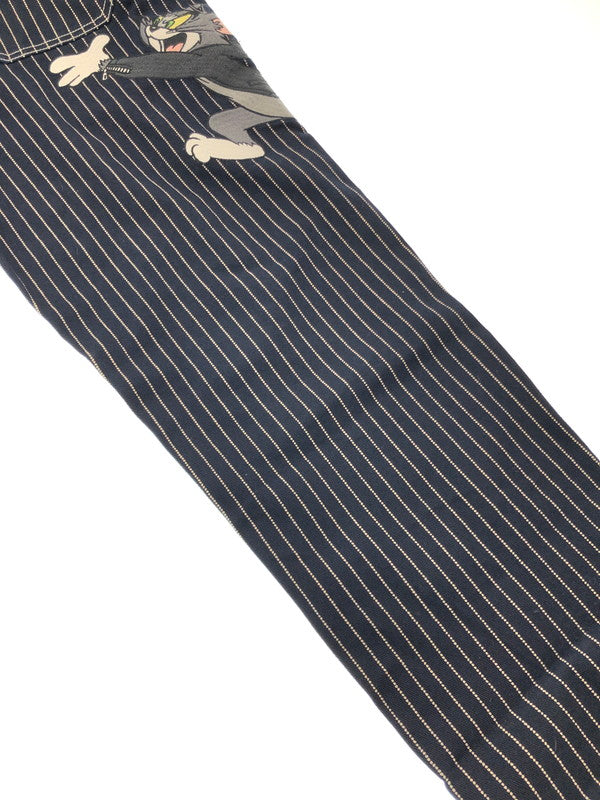 【中古品】【メンズ】 VANSON バンソン × TOM AND JERRY トムとジェリー コラボ WABASH STRIPE OVERALLS ウォバッシュストライプ オーバーオール デニム 156-260428-yy-20-tag サイズ：L カラー：ネイビー 万代Net店