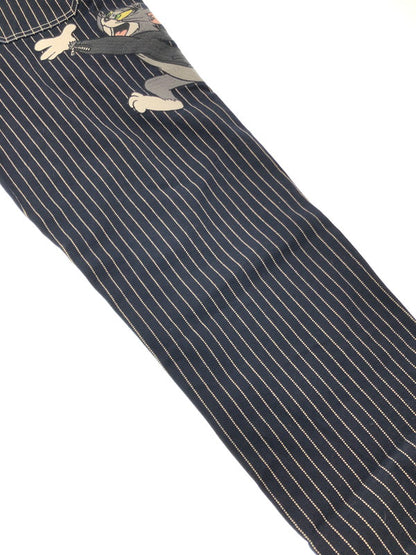 【中古品】【メンズ】 VANSON バンソン × TOM AND JERRY トムとジェリー コラボ WABASH STRIPE OVERALLS ウォバッシュストライプ オーバーオール デニム 156-260428-yy-20-tag サイズ：L カラー：ネイビー 万代Net店
