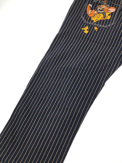 【中古品】【メンズ】 VANSON バンソン × TOM AND JERRY トムとジェリー コラボ WABASH STRIPE OVERALLS ウォバッシュストライプ オーバーオール デニム 156-260428-yy-20-tag サイズ：L カラー：ネイビー 万代Net店