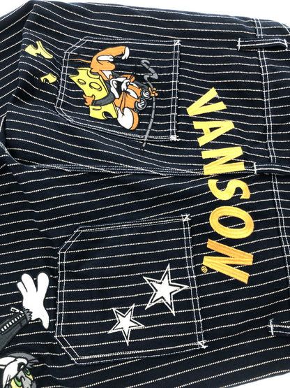 【中古品】【メンズ】 VANSON バンソン × TOM AND JERRY トムとジェリー コラボ WABASH STRIPE OVERALLS ウォバッシュストライプ オーバーオール デニム 156-260428-yy-20-tag サイズ：L カラー：ネイビー 万代Net店