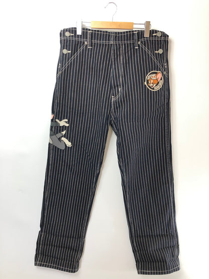 【中古品】【メンズ】 VANSON バンソン × TOM AND JERRY トムとジェリー コラボ WABASH STRIPE OVERALLS ウォバッシュストライプ オーバーオール デニム 156-260428-yy-20-tag サイズ：L カラー：ネイビー 万代Net店