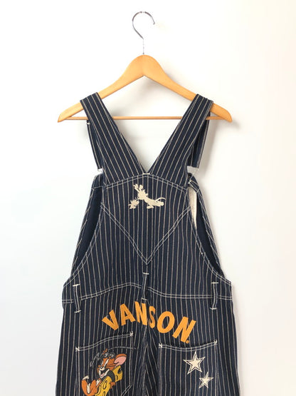 【中古品】【メンズ】 VANSON バンソン × TOM AND JERRY トムとジェリー コラボ WABASH STRIPE OVERALLS ウォバッシュストライプ オーバーオール デニム 156-260428-yy-20-tag サイズ：L カラー：ネイビー 万代Net店