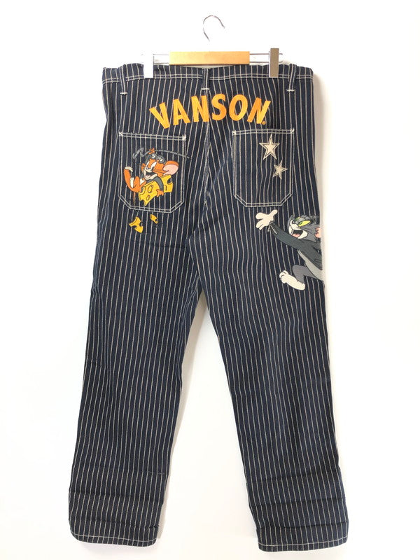【中古品】【メンズ】 VANSON バンソン × TOM AND JERRY トムとジェリー コラボ WABASH STRIPE OVERALLS ウォバッシュストライプ オーバーオール デニム 156-260428-yy-20-tag サイズ：L カラー：ネイビー 万代Net店