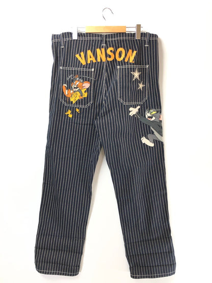 【中古品】【メンズ】 VANSON バンソン × TOM AND JERRY トムとジェリー コラボ WABASH STRIPE OVERALLS ウォバッシュストライプ オーバーオール デニム 156-260428-yy-20-tag サイズ：L カラー：ネイビー 万代Net店