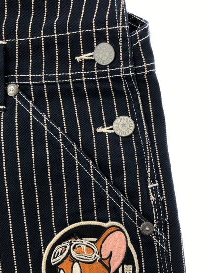 【中古品】【メンズ】 VANSON バンソン × TOM AND JERRY トムとジェリー コラボ WABASH STRIPE OVERALLS ウォバッシュストライプ オーバーオール デニム 156-260428-yy-20-tag サイズ：L カラー：ネイビー 万代Net店
