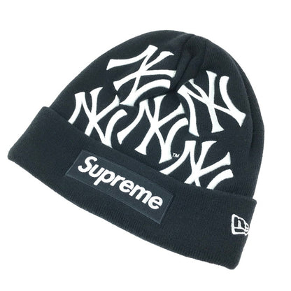 【中古品】【メンズ】 SUPREME シュプリーム ×NEW YORK YANKEES ニューヨーク ヤンキース ×NEWERA ニューエラ 21AW BOX LOGO BEANIE ボックスロゴ ビーニー ニット帽 帽子 185-260427-na-11-tagh カラー：ネイビー 万代Net店