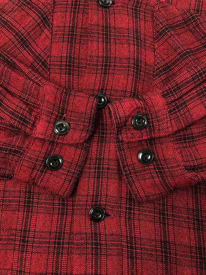 【中古品】【メンズ】 WEST RIDE ウエストライド L/S CHECK OPEN COLLAR SHIRT チェック オープン カラー シャツ 長袖シャツ 145-260518-na-14-tagh サイズ：L カラー：レッド系 万代Net店
