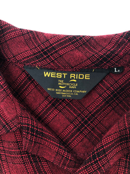 【中古品】【メンズ】 WEST RIDE ウエストライド L/S CHECK OPEN COLLAR SHIRT チェック オープン カラー シャツ 長袖シャツ 145-260518-na-14-tagh サイズ：L カラー：レッド系 万代Net店