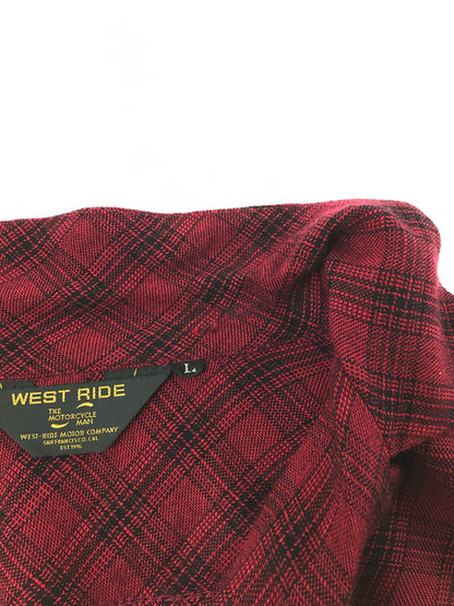【中古品】【メンズ】 WEST RIDE ウエストライド L/S CHECK OPEN COLLAR SHIRT チェック オープン カラー シャツ 長袖シャツ 145-260518-na-14-tagh サイズ：L カラー：レッド系 万代Net店
