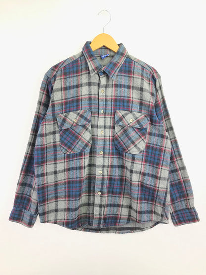 【中古品】【メンズ】 MIGHTY-MAC マイティー マック 80's HEAVY COTTON FLANNEL SHIRT ヘビー コットン フランネル シャツ トップス ヴィンテージ 146-260820-rt-07-tag サイズ：L カラー：グレー 万代Net店