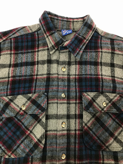 【中古品】【メンズ】 MIGHTY-MAC マイティー マック 80's HEAVY COTTON FLANNEL SHIRT ヘビー コットン フランネル シャツ トップス ヴィンテージ 146-260820-rt-07-tag サイズ：L カラー：グレー 万代Net店