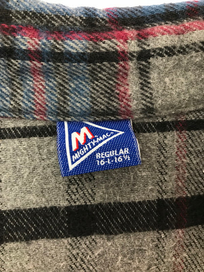 【中古品】【メンズ】 MIGHTY-MAC マイティー マック 80's HEAVY COTTON FLANNEL SHIRT ヘビー コットン フランネル シャツ トップス ヴィンテージ 146-260820-rt-07-tag サイズ：L カラー：グレー 万代Net店
