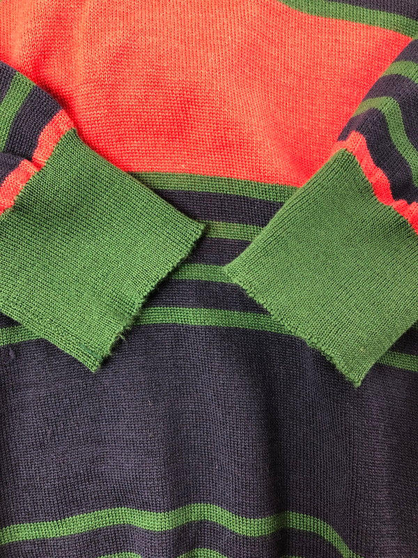【中古品】【メンズ】 CHEMISE LACOSTE シュミーズ ラコステ 80's KNIT POLO SHIRT フランス製 ニット ポロシャツ 146-260505-rt-18-tag サイズ：1 カラー：グリーン 万代Net店