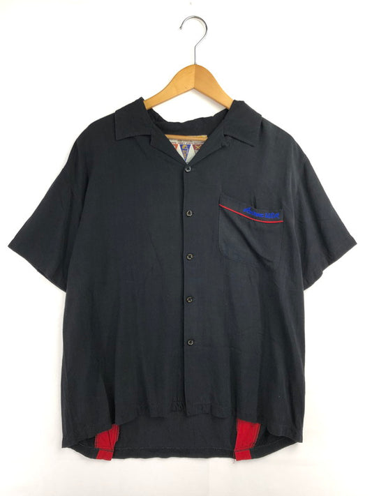 【中古品】【メンズ】 AVIREX アヴィレックス OPEN COLLAR S/S RAYON SHIRT スカル＆スネーク 刺繍 オープンカラー レーヨン シャツ 開襟シャツ トップス 145-260605-rt-07-tagh サイズ：S カラー：ブラック 万代Net店