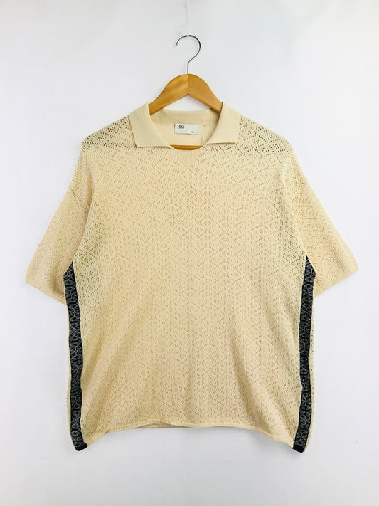【中古美品】【メンズ】 SATOU サトウ RANMA KNIT POLO KN25002 ニット ポロシャツ 140-260506-na-04-tag サイズ：1 カラー：キナリ 万代Net店