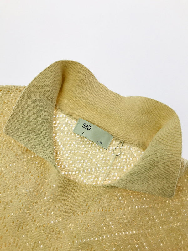 【中古美品】【メンズ】 SATOU サトウ RANMA KNIT POLO KN25002 ニット ポロシャツ 140-260506-na-04-tag サイズ：1 カラー：キナリ 万代Net店
