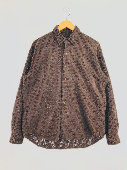【中古美品】【メンズ】 JUHA ユハ 10230703-2 26SS FEATHER LACE SHIRT フェザー レース シャツ 長袖シャツ 140-260506-na-06-tag サイズ：3 カラー：ブラウン 万代Net店