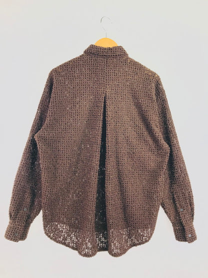 【中古美品】【メンズ】 JUHA ユハ 10230703-2 26SS FEATHER LACE SHIRT フェザー レース シャツ 長袖シャツ 140-260506-na-06-tag サイズ：3 カラー：ブラウン 万代Net店